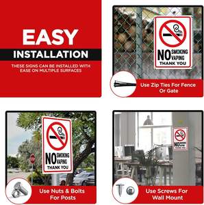 لافتة تحذير عالمية 'ممنوع التدخين أو استخدام السجائر الإلكترونية' - علامة أمان عاكسة للاستخدام التجاري/السكني العالمي - Product Image 3