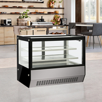 Vitrine de présentation de gâteaux en verre carrée YT900FT, refroidisseur de boissons, contrôle numérique de la température, refroidissement par ventilateur, acier inoxydable, LED, boulangerie