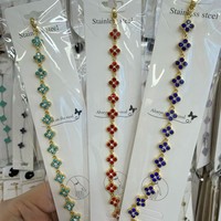 Bracelets/Joncs pour femmes en acier inoxydable, motif trèfle, personnalisés, production de masse, haute résistance de la couleur, incrustés de diamants