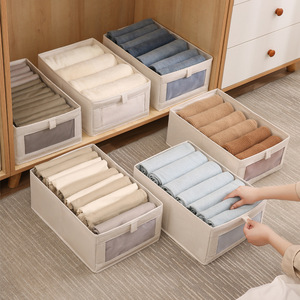 Cotton Wardrobe Organizers and Storage <b>Bins</b> with Clear Window Foldable Durable Multifunction Space-Saving for Clothing Jeans - Product Image 1