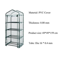 Serre miniature portable à 4 niveaux, intérieure/extérieure, transparente, avec porte zippée, pour utilisation en jardin