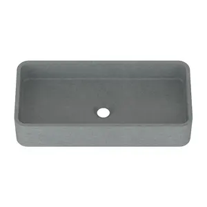 Commercio all'ingrosso rettangolare screziato bluastro grigio cemento bagno lavabo da appoggio design sala da pranzo bagno lavabo in cemento