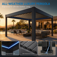Pergola élégante en alliage d'aluminium avec auvent réglable et télécommande, écologique, pour villa de luxe, terrasse, balcon