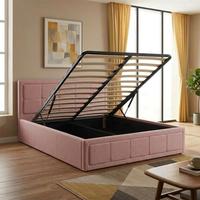 Tête de lit capitonnée moderne en tissu pour lit King Size, cadre en bois de pin, sommier avec rangement, mousse durable, gain de place, pour la maison