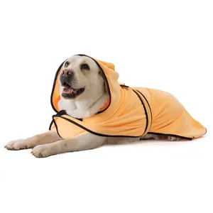 Logo personalizzato fabbricazione asciugamano in cotone microfibra Super assorbente cappotto per asciugatura per animali domestici accappatoio per cani accappatoio per cani con cappuccio