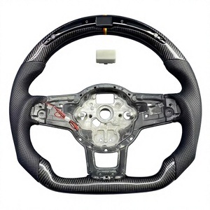 Volante de Cuero Gamuzado con Base Plana y Detalles de Fibra de Carbono para V/W <span class=keywords><strong>Golf</strong></span> <span class=keywords><strong>7</strong></span> GTI MK7 2015-2021 GTD Performance - Product Image 1