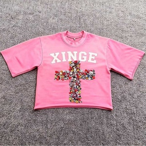 T-shirt graphique surdimensionné et ajusté pour homme, en molleton bouclette, coupe carrée et courte, imprimé DTG avec strass, nouvelle collection 2026 - Product Image 2