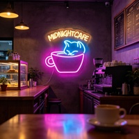 Enseigne néon chat mignon sans MOQ, intensité réglable, pour entreprises automobiles et bâtiments, avec contrôle Bluetooth et étanchéité IP54