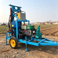 Foreuse hydraulique diesel sur roues de 180 m pour puits d'eau / Mini-foreuse portable / Mini-foreuse de puits d'eau