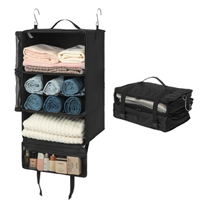 3-Shelf Travel Carry on Foldable Large Capacity Suitcase <b>Bags</b> Portable Collapsible Hanging Shelves Packing Cubes for Home - Product Image 1