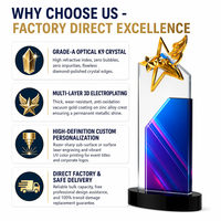 Trophée personnalisé en métal et cristal, récompense étoile dorée pour service, souvenir de réunion annuelle pour employé exceptionnel, vente en gros