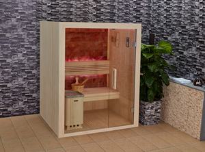 MEXDA الملح حجر خشبي داخلي الأحمر الارز أسبن ساونا غرفة التقليدية الجافة البخار ساونا مع ساونا سخان ل 2 شخص WS-1412S - Product Image 2