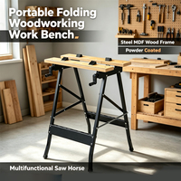Table d'atelier pliable télescopique multifonctionnelle réglable avec chevalet de coupe, revêtement poudré
