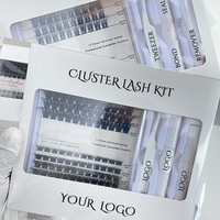 Kit de cils en grappe marque privée, noir mat doux, aspect naturel, extensions de cils en grappe DIY avec colle et fixateur, vente en gros