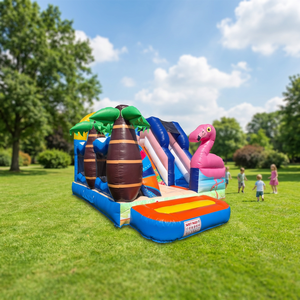 Château gonflable tropical commercial Flamingo avec toboggan |   Château gonflable pour enfants en plein air, pour fêtes ou <span class=keywords><strong>location</strong></span> - Product Image 3