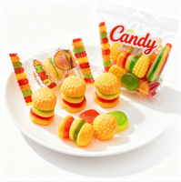 Halal fruit-gearomatiseerde hamburgervormige, meerkleurige, zoete gummy snoepjes, bulk, private label, OEM, op maat gemaakt voor kinderfeestjes.