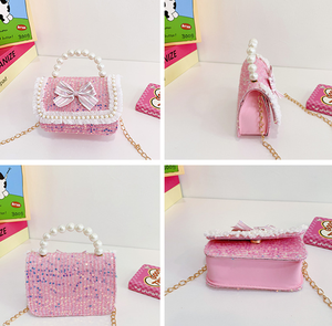Prinzessin Little Fragrance Trendy Kinder handtasche Nette Blume Umhängetasche Perle Zubehör Knopf verschluss Mode für Mädchen - Product Image 6