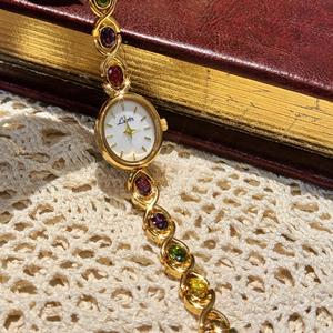 ビンテージ女性用時計楕円形カラフルダイヤモンド時計ステンレス鋼クォーツ時計男性用Reloj Para Hombre - Product Image 3