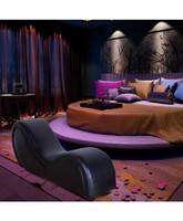 Échantillon gratuit Ensemble de lits pour faire l'amour Meubles de salon relaxants Chaise de yoga et couchage en cuir PU pour couple