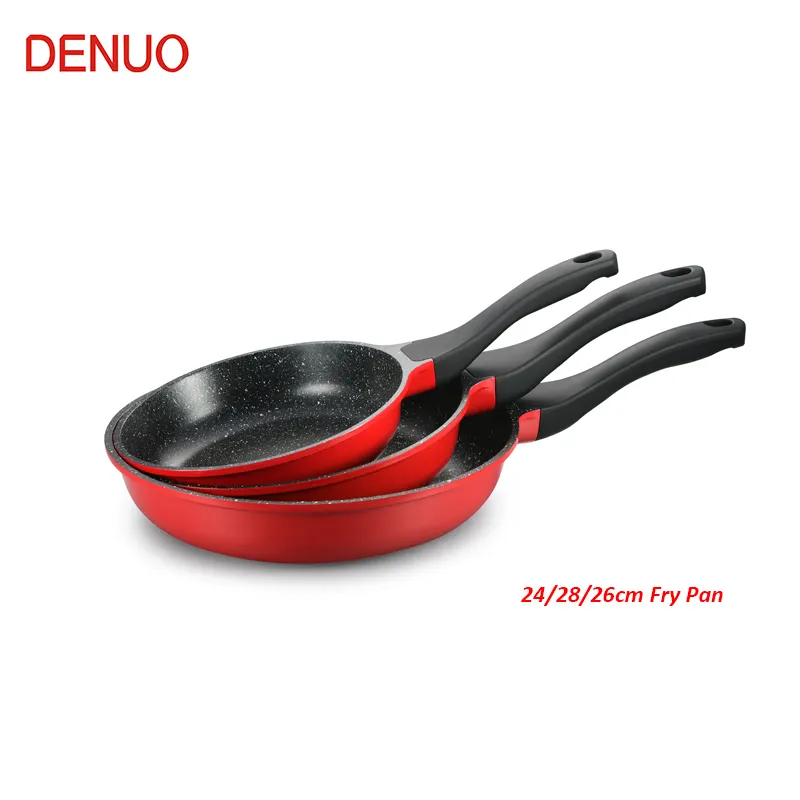 Denuo 24/26/28Cm Thuis Keuken Braadpan Gegoten Aluminium Fornuis Custom Logo Marmer Jas Koekenpan Zonder Olie