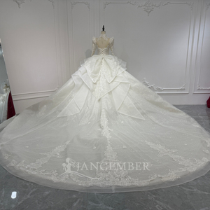 Robe de mariée de luxe Xs239 Jancember à manches longues, dos nu avec lacets, broderie de perles et cristaux, personnalisable - Product Image 5