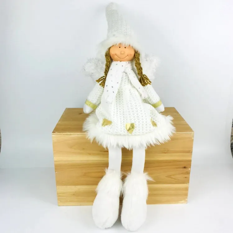 Новинка, фигурка Ангела из ткани, сидячий белый плюшевый Ангел ручной работы для рождественского декора