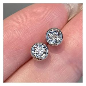 Boucles d'oreilles Xinfly en or véritable 18 carats et diamant naturel 0,10 ct, style Hubble-Bubble, bijoux mignons pour femmes, or blanc pour les mariages - Product Image 1