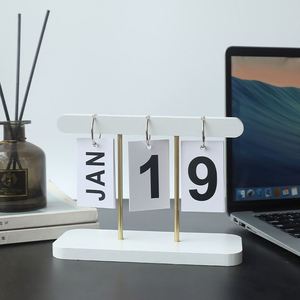 Calendario de Madera de Arte Moderno al por Mayor de Fábrica, Luces de Calendario Perpetuo, Decoración de Escritorio, Calendario Creativo Art Deco con Páginas Volteables - Product Image 5