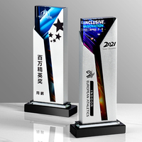 Trofeo de Cristal con Diseño Creativo, Impresión UV, Copa Empresarial, Recuerdo Pulido, Torre Grabada de Alta Calidad