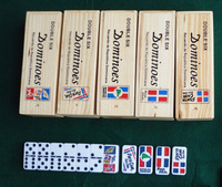 Jeu de dominos double 6, 28 pièces en mélamine, jeu de table classique amusant, cadeau éducatif avec coffret en bois pour garçons et filles