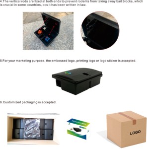 Stazione per Esche per Topi in Plastica Nera, Blocco di Cemento per Controllo Roditori, Scatola per Esche per Ratti - Product Image 5