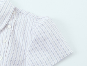Chemisier rayé en popeline style européen, coupe ajustée, boutonné, imprimé sur mesure, collection Printemps 2026, OEM/ODM par l'usine chinoise, haut pour fille - Product Image 5