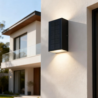 Lampe solaire décorative moderne en aluminium moulé sous pression pour jardin extérieur, étanche, éclairage mural haut et bas