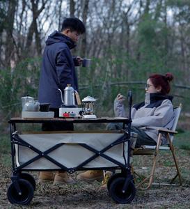 All-Terrain Camping Utility <strong>Cart</strong> Adjustable Handle Heavy-Duty Folding Wagons for <strong>Beach</strong> Garden Grocery Outdoor Adventures - Product Image 4