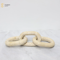 YUSHI Ornement de chaîne à trois anneaux en pierre de travertin beige pour la décoration intérieure