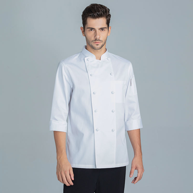 แขนเจ็ดส่วนมีหัวเข็มขัดผ้าสีขาว