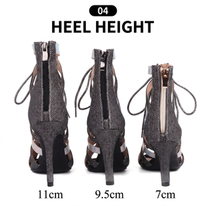 Chaussures de danse latine/<span class=keywords><strong>salsa</strong></span> pour femmes, tige haute, dessus en PU, semelle extérieure en caoutchouc, talon très haut, bottes sexy tendance - Product Image 4
