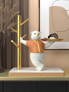 Ours créatif en résine ornement violent porte d'entrée stockage clé Sculpture Art pour maison bureau pour bijoux et pendaison de crémaillère cadeau - Product Image 2