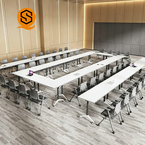 Bureau d'étude moderne mobile Shinestone avec ensembles de chaises, petite table de réunion, de <span class=keywords><strong>formation</strong></span> et de conférence pour 6 personnes, table pliante de bureau - Product Image 3