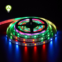 Tira de Luces LED Direccionables por Píxeles, Inteligentes y Programables, RGBW DC12V 5050 60 LEDs IP67 Impermeables de Cobre Ra90 USB para Paisajismo
