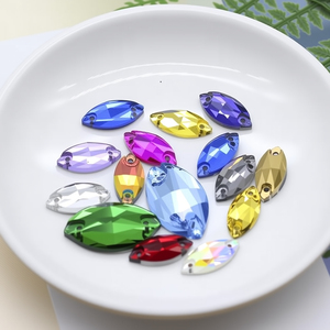 Perles de cristal à fixation plate en <span class=keywords><strong>verre</strong></span> strass <span class=keywords><strong>marquise</strong></span> à fond plat pour accessoires de robe de mariée <span class=keywords><strong>et</strong></span> de costume DIY - Product Image 2