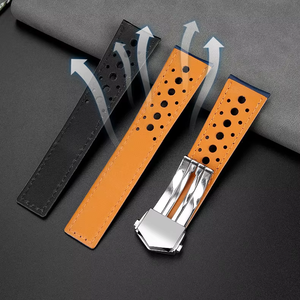 22Mm Sang Trọng Ban Nhạc Đồng Hồ Màu Xanh Bất Bê Da Rally Dây Đeo Cổ Điển Thay Thế Cổ Tay Chính Hãng Da Dây Đeo Đồng Hồ - Product Image 3