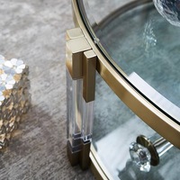 Table basse moderne en acier inoxydable et acrylique avec verre trempé ultra-transparent, accents dorés, facile à nettoyer, meuble décoratif pour salon