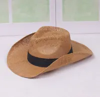 Cappello da Cowboy in paglia di carta da uomo in Denim occidentale fatto a mano alla moda su misura con decorazione per cappello da Cowboy da prateria