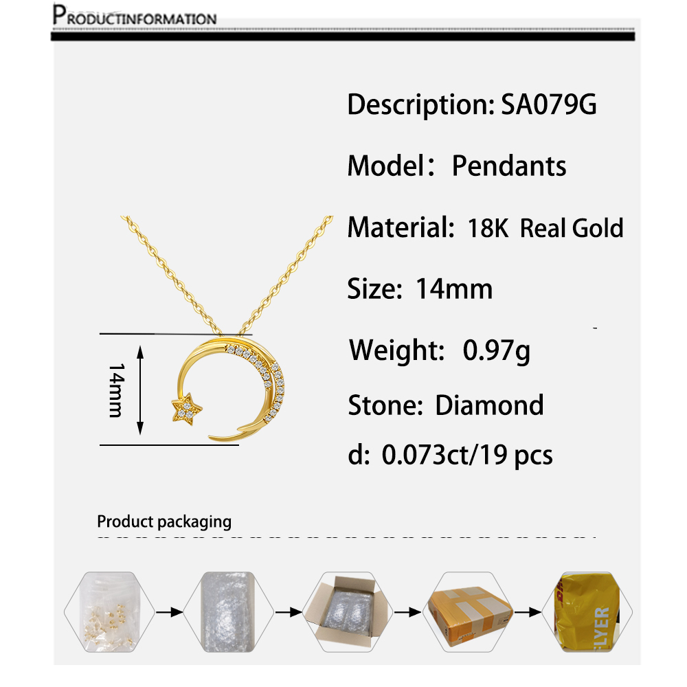 18k solid gold with natural diamond pendant