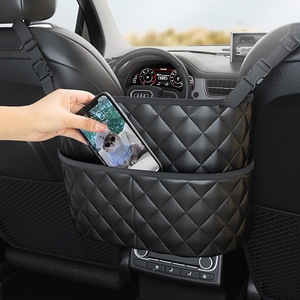 Car <b>Seat</b> <b>Storage</b> Bag Double Pocket Leather Hanging Organizer For Interior Car Use With Handle Waterproof Heat Insulating - Product Image 1