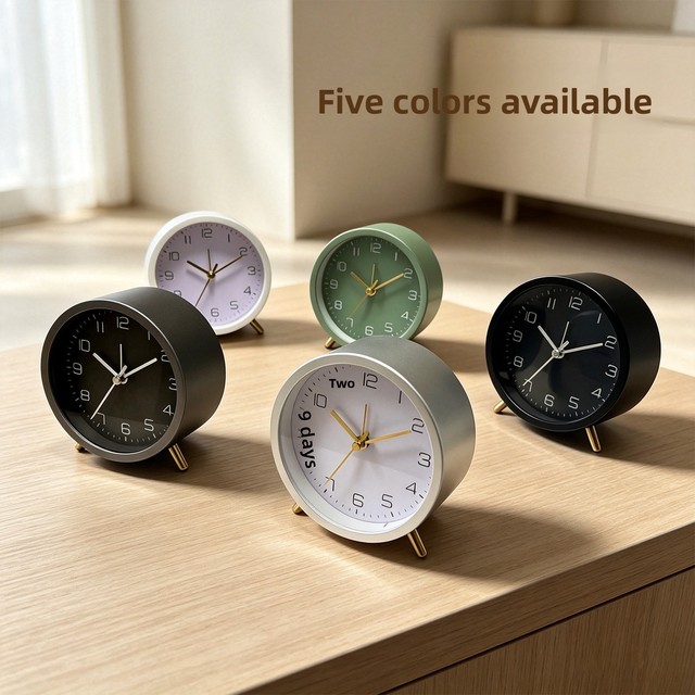 Bestseller 45-inch Minimalist Design Second-hand Movement Battery Operated Mute Luminous Alarm Clock Elderly Children Table
