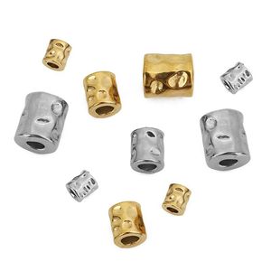 Stainless Steel Hammered Barrel <b>Spacer</b> Beads | Gold Textured Beads for Jewelry Making | DIY Bracelet & Necklace Accessories - Product Image 2