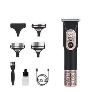 Professional Type C Cordless 1200mah USB Body Face Electric Hair Clipper For Men T9 Pattern Carving Hair Trimmer