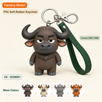 Gantungan Kunci Hewan Bison Kecil yang Lucu: Produsen Kreatif DIY Grosir Kustom Gantungan Kunci Karet PVC Lembut